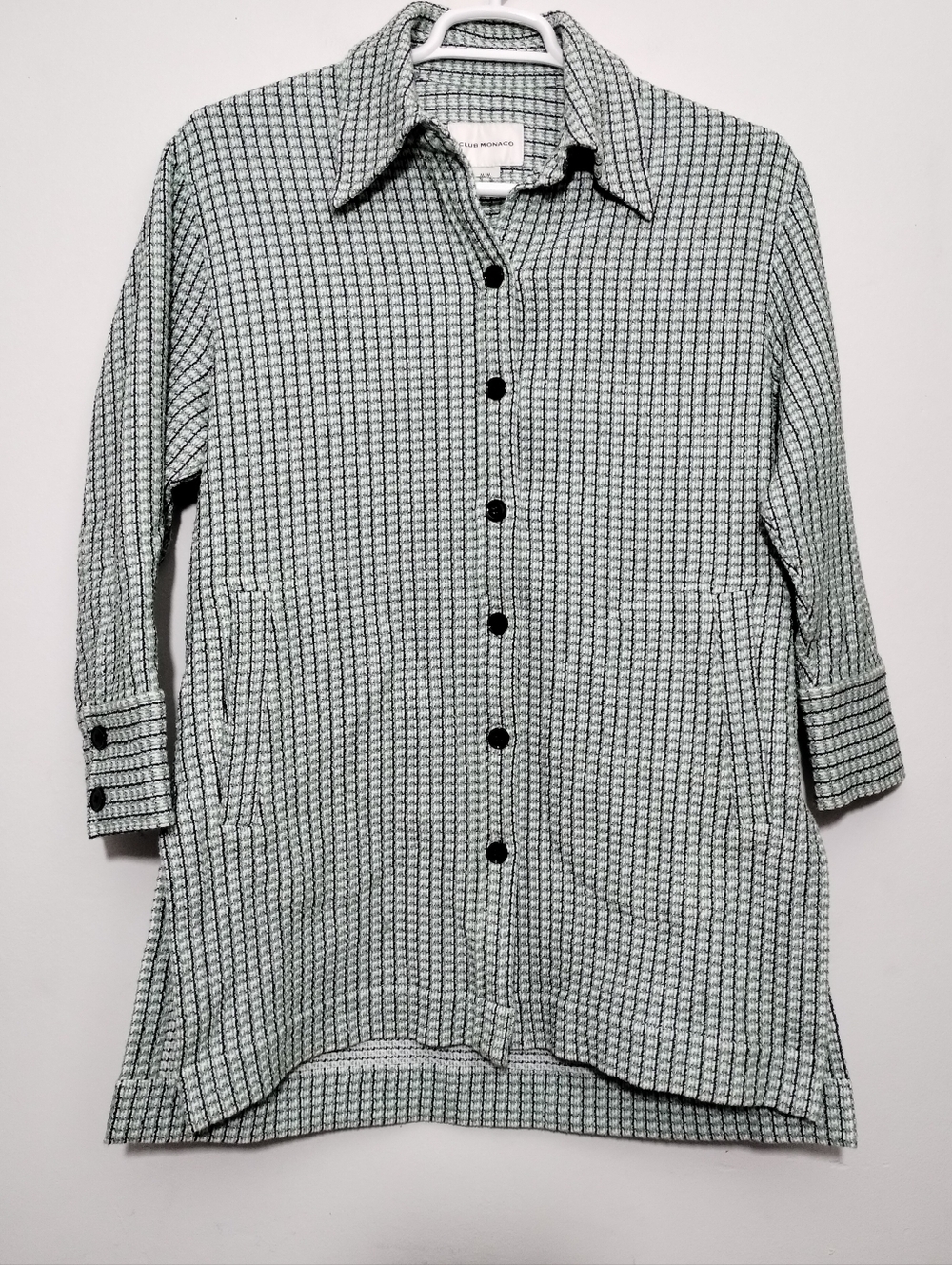 Club Monaco Women's M Plaid Oversized Shacket Button Long Sleeve Shoat Jacket - Picture 4 of 7